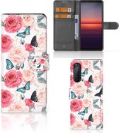 Smartphone Hoesje Sony Xperia 5II Flipcase Cadeautjes voor Moederdag Butterfly Roses