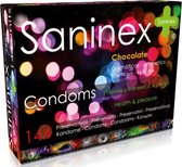 Saninex - condooms - 144 stuks - condooms met glijmiddel - transparant - extra sterk - chocolade
