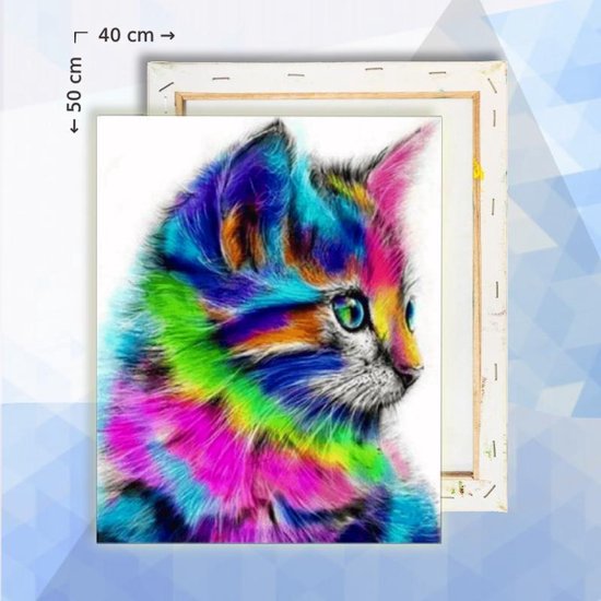George Hanbury Verbergen Verzadigen Schilderen op nummer pakket regenboog kitten kat - 40 x 50 cm - met frame |  bol.com