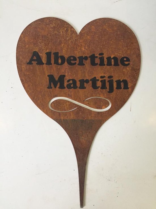 Marys Metals - liefdeshart - gelukshart - gepersonaliseerd - liefdesboodschap - hart - infinity - liefde - liefdeshart - tuindecoratie - forever - love