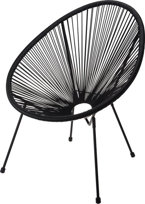 Tuinstoel - Loungestoel - Ovaal frame - Metaal - Zwart | bol.com