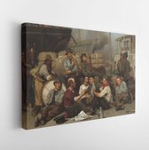 The Longshoremen's Noon, by John George Brown, 1879, American painting, - Modern Art Canvas  - Horizontal - 454885537 - 50*40 Horizontal
