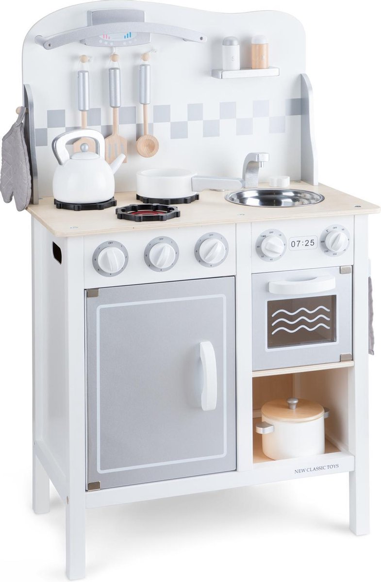 New Classic Toys Houten Speelkeuken - DeLuxe - Wit - Komt met alle Accessoires - Aanrechthoogte is 55centimeter — afbeelding 2