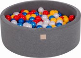 Ballenbak KATOEN Donker Grijs - 90x30 incl. 200 ballen - Geel, Rood, Zwart