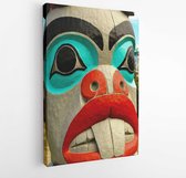 Onlinecanvas - Schilderij - Face On A Totem Pole In Reedsport. Oregon. Art -vertical Vertical - Multicolor - 80 X 60 Cm