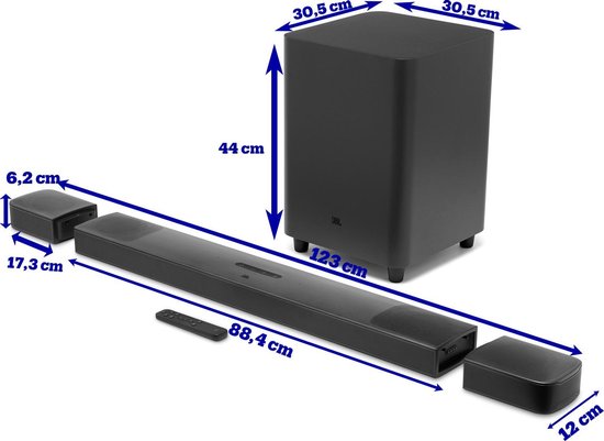 JBL Bar 9.1 - Soundbar met draadloze subwoofer en afneembare speakers - Zwart