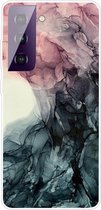 Marmer TPU Back Cover - Samsung Galaxy S21 Plus Hoesje - Pink / Grijs