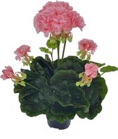 Viv! Home Luxuries Geranium kunstplant - 40cm - zijden bloem - in pot - roze - topkwaliteit