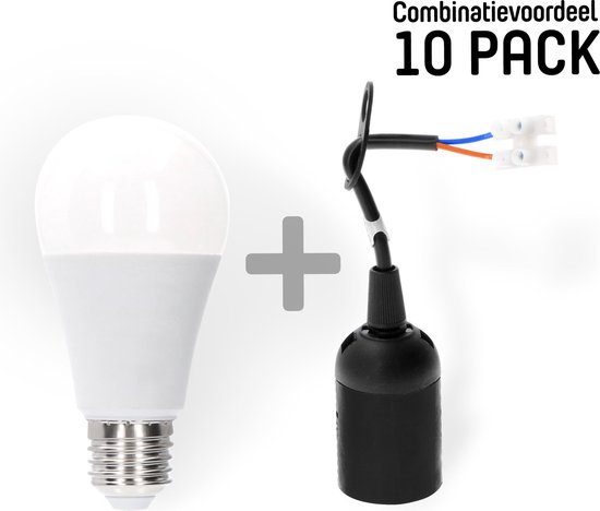 Verhuisfitting E27 inclusief LED lamp Set van 10 lampfittingen inclusief LED lampen | bol.com