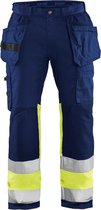 Blaklader 1558 Reflecterende Werkbroek Stretch Marineblauw/Geel