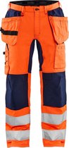 Blaklader 1552 Reflecterende Werkbroek Stretch Oranje/Marineblauw