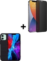 iPhone 12 Pro Hoesje - iPhone 12 Pro Privacy Screenprotector - iPhone 12 Pro Hoesje Siliconen Case Zwart + Privacy Screenprotector