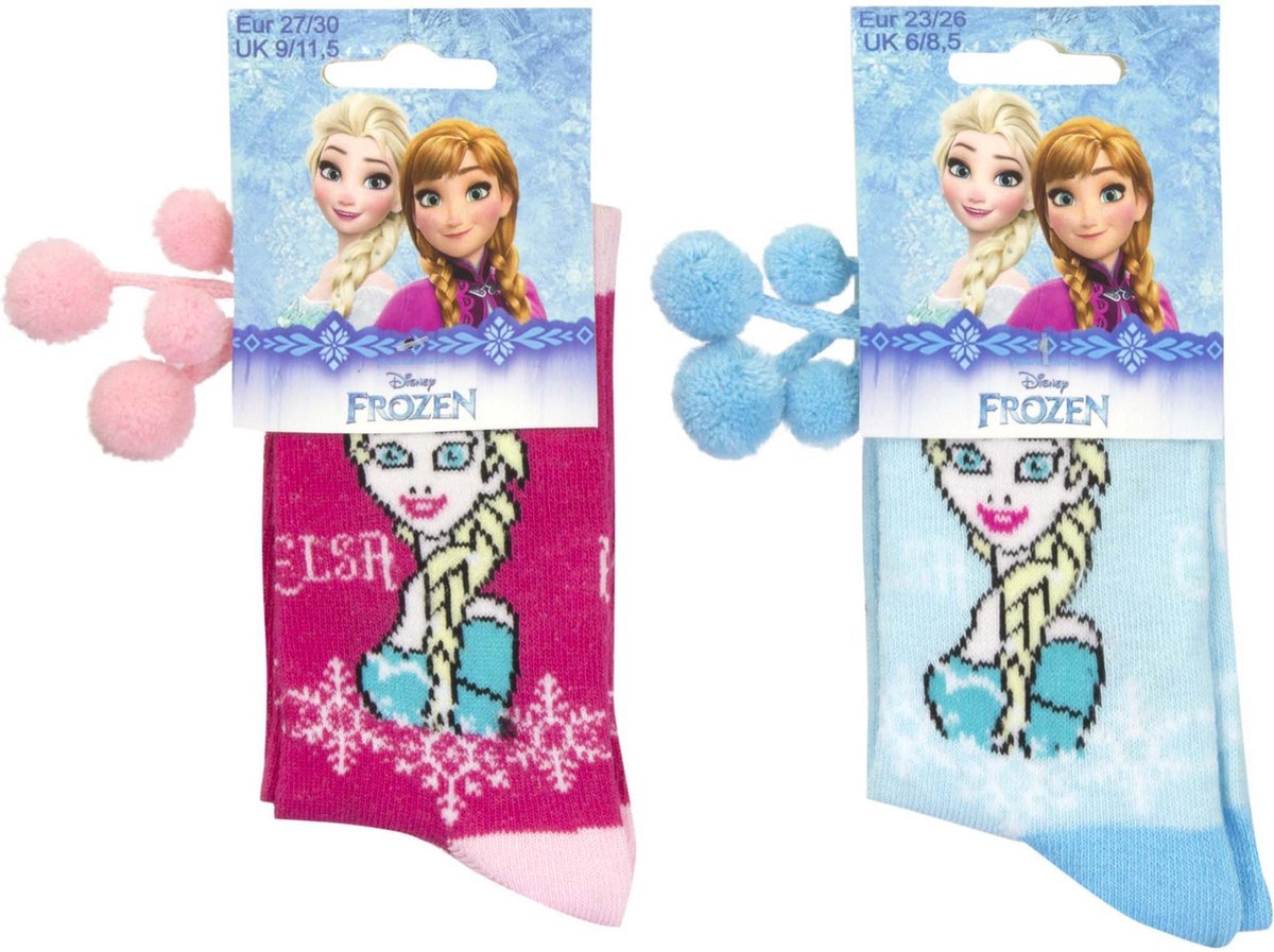 Frozen Sokken set van 2 met Pompon - maat 31/34