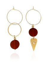 ZATTHU JEWELRY - N21FW235 - EBBA ASYMMETRISCHE OORBELLEN MET AGAAT - GOUD ROOD