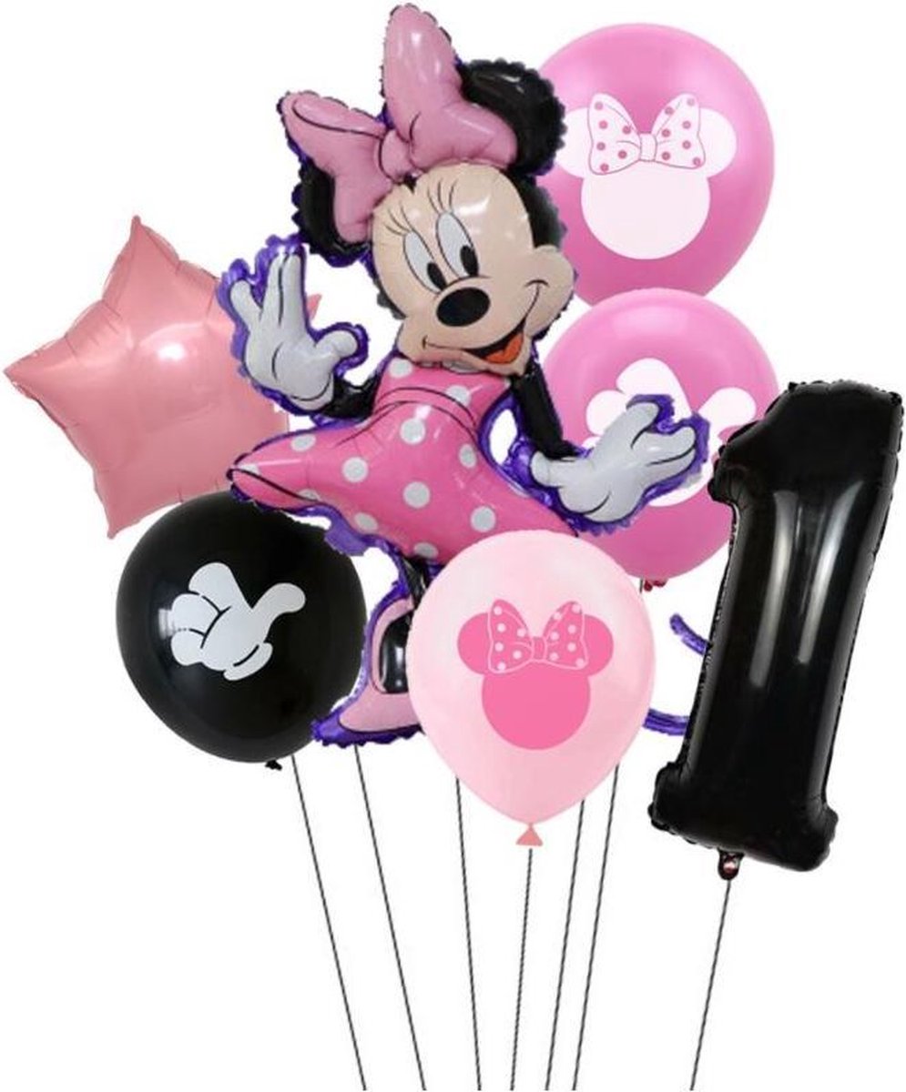7 stuks ballonnen Minnie Mouse thema - verjaardag - 1 jaar | bol.com