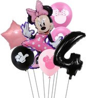 7 stuks ballonnen Minnie Mouse thema - verjaardag - 4 jaar