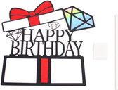 taart topper happy birthday - Rood- taart versiering - taart decoratie - verjaardag
