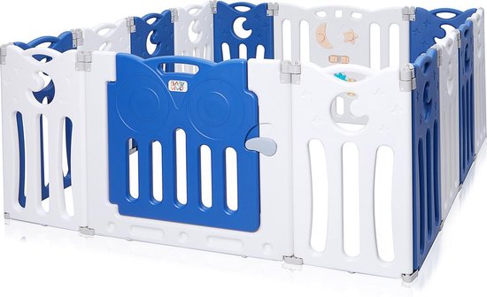 Baby box - Speelbox - Plastic - Veilig - Blauw met wit | bol.com