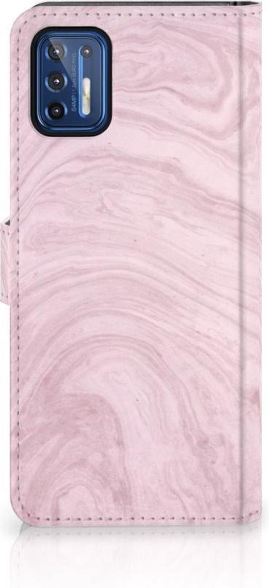 Motorola Moto G9 Plus Bookcase Marble Pink - Origineel Cadeau Vriendin