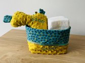 Commode/kraammand jongen okergeel| kraamcadeau | babyshower | kraamfeest