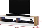 Maison’s  Zwevend Tv meubel – Tv Kast meubel – Tv meubel – Tv Meubels – Tv meubel Wit – Tv meubel Hout – Wit – Eiken – LED Verlichting – Viansola – 100x40x40