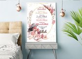 Islamitische wanddecoratie of Islamitische muurdecoratie, islamic wall art, met Islamitische tekst, begin met Bismillah...  Fotolijst inbegrepen. B2 Formaat (50x70cm).