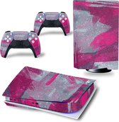 Sony PS5 Disk Edition Console Skins - Grunge Neon Grijs / Rood (Let op, alleen geschikt voor PlayStation 5 Disk Edition - zie productafbeelding)