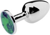 O-products Plug anal en aluminium avec cristal décoratif vert S