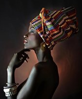 Afrikaanse Vrouw poster - Portret - Moderne kunst - Afrikaanse decoratie - 42x60 formaat - Schilderijen woonkamer - Hoogwaardig glans - Geschikt om in te lijsten