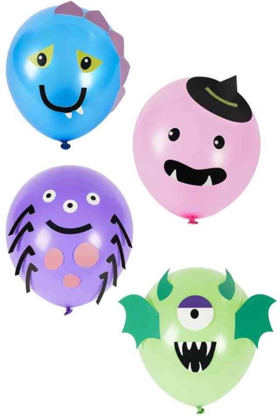 Monster Tableware Party Balloons X8 250g Halloween Party Accessory main image 1