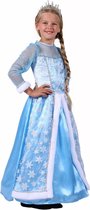 Sneeuwprinses Elsa Jurk met Gratis Toverstaf | Frozen 2 Jurk Elsa | Blauwe jurk IJsprinses met bont | Elsa jurk maat 140-152