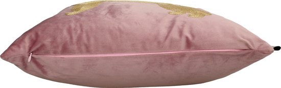 Sierkussen Poodle Big Pink Gold Velvet 45x45cm | Kussen poedel roze en goud - LOFT030