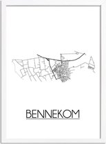 Bennekom Plattegrond poster A2 + fotolijst wit (42x59,4cm) - DesignClaud