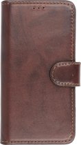 MP Case - Elegant Echt leer hoesje iPhone 12 Mini bookcase wallet cover - Midden Bruin