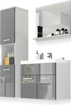 Maison’s Badkamerkast set L – Badkamer – Badkamermeubel – Badkamer accessoires  – Wastafelmeubel – Badkamerspiegel – Badkamer kast – Mat Wit / Gloss Grijs