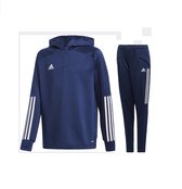 Adidas TK Hooded Trainingspak Navy Junior - Adidas Trainingspak met Capuchon - Trainingspak Korte Rits - Kinderen - Maat 176