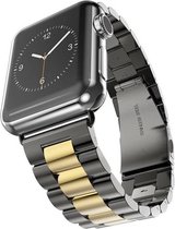 Geschikt voor Apple Watch bandje 38 / 40 / 41 mm - Series 1 2 3 4 5 6 7 SE - Smartwatch iWatch horloge band - 38mm 40mm 41mm - Fungus - RVS metaal - Zwart goud - Schakel