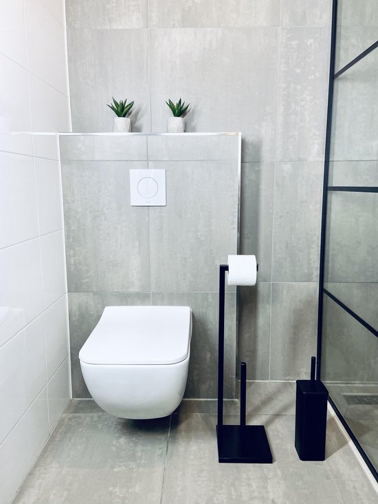 Mijn Design Huis - Staande toiletrolhouder - zwart - staal - design - wc  rolhouder -... | bol.com