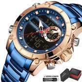 Horloges voor Mannen Heren Horloge Herenhorloge Watch - Jongens Horloges - Incl. Horlogebox Geschenkdoos & Versteller - Rosé Blauw - Litts®