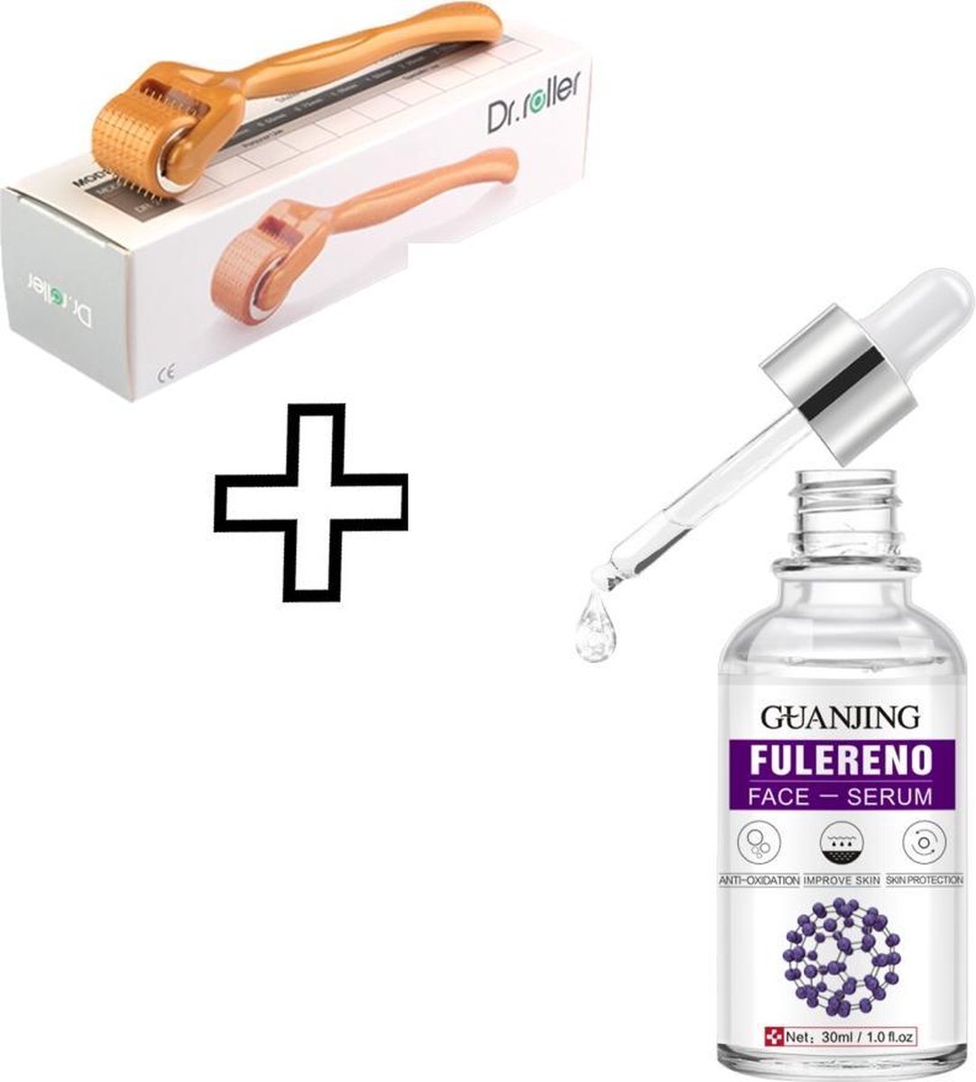 Dr. Roller Dermarollerset 192 titanium naalden met Fullereen serum voor huidverbetering