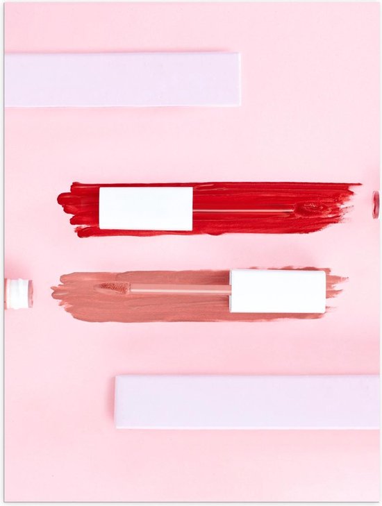 Poster – Roze en Rode Liquid Lipstick - 30x40cm Foto op Posterpapier