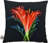 Decolenti | Sierkussenhoes | Neon Flower Kussen | Zwart | Groen | Oranje | Rood | Blauw | Wasbaar | Decoratie | 45cm x 45cm