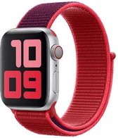 Nylon Sport Loop Bandje - Rood/Zwart - Voor Apple Watch - 42/44mm