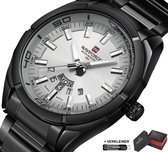 Naviforce® Horloges voor Mannen Herenhorloge Jongens Heren Watch Horloge – Valentijn Cadeautje voor Hem – Horlogebox Geschenkdoos – Zwart Wit