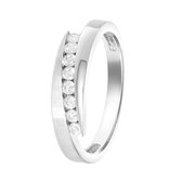 Lucardi Dames Ring mat/glans met zirkonia - Ring - Cadeau - Echt Zilver - Zilverkleurig