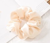 Scrunchie 3 stuks Silk en Luxe - Haarelastiek Haarwokkel Scrunchies Set -  cadeautip - Crème - zilver -  cappuccino kleur