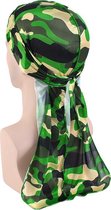 Durag – Camouflage durag - Du-Rag premium kwaliteit - Voor mannen - Voor vrouwen – Marine groen camouflage-816 - Luxe durag - Waves durag - Hoofddeksel - Silky - Waves - Wave cap –