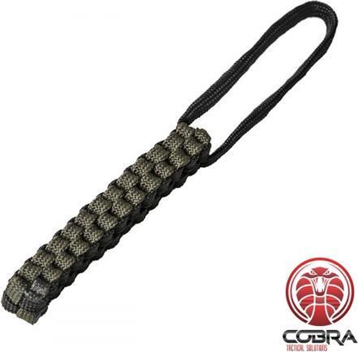 Cobra Tactical Solutions Paracord Sleutelhanger Cuboid - Polycarbonaat - Zwart/Leger groen