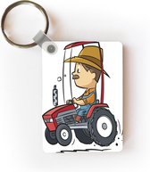 Sleutelhanger - Tractor - Boer - Cartoon - Uitdeelcadeautjes - Plastic