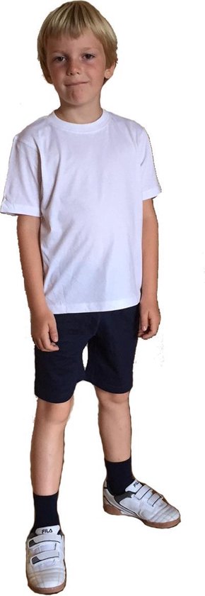 Doe voorzichtig zeewier Humanistisch Gym Kleding - GYMSET Jongens - maat 140 - wit T-shirt en navy shorts |  bol.com